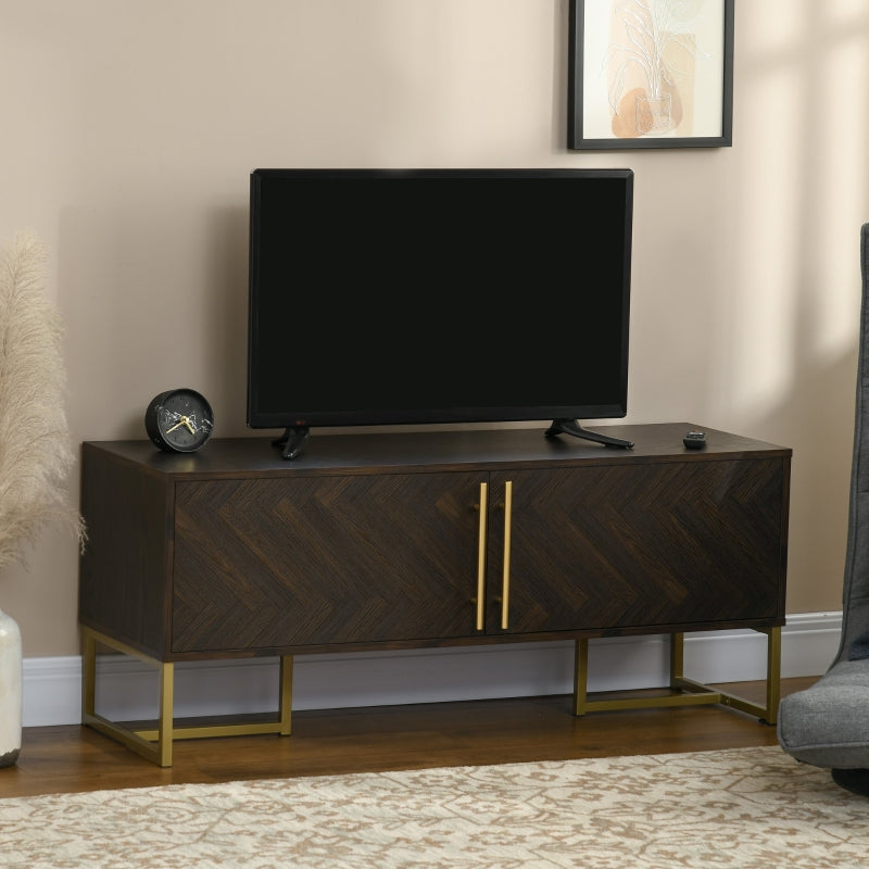 Richie Brown and Gold Cabinet Style TV Stand for TVS up to 55" - Seasonal Overstock