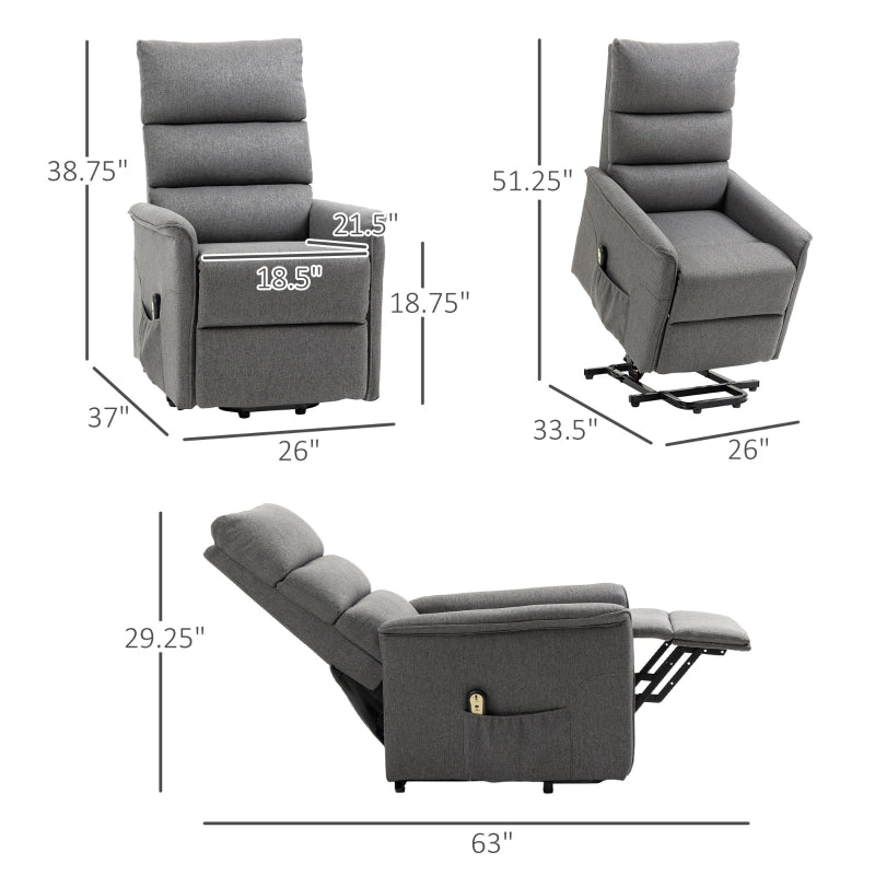 Ryder2 Powered Lift Recliner Chair Grey - Seasonal Overstock