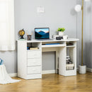 Yuna Computer Desk with Drawers, Shelves & Keyboard Tray - White - Seasonal Overstock