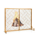 45" Gold Wrought Iron Fireplace Screen with 2 Doors - Seasonal Overstock