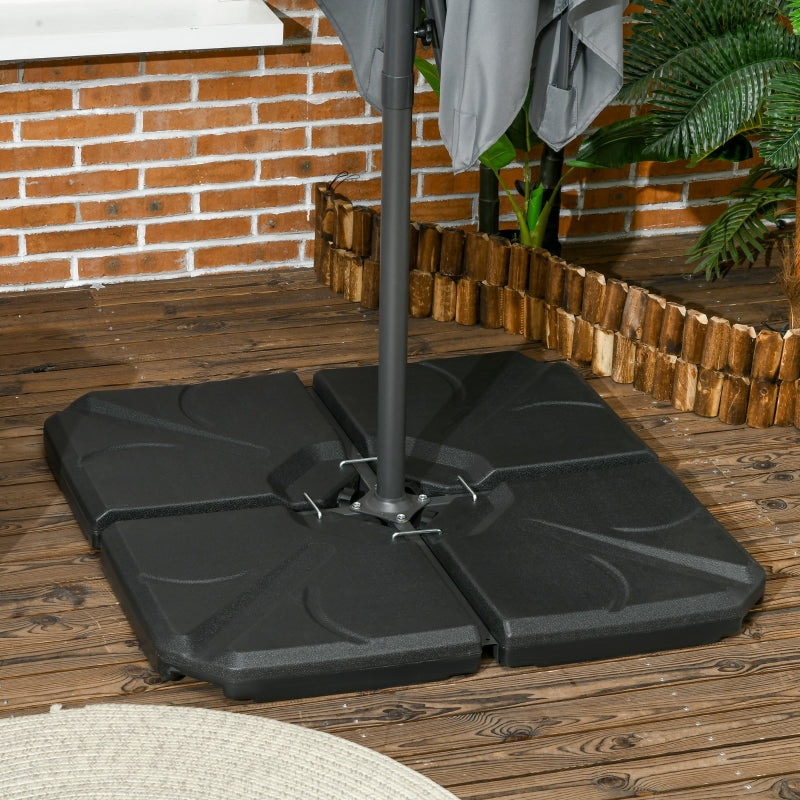 4pc Black Umbrella Base Weight 4 Plates Weighs up to 158 lbs - Seasonal Overstock