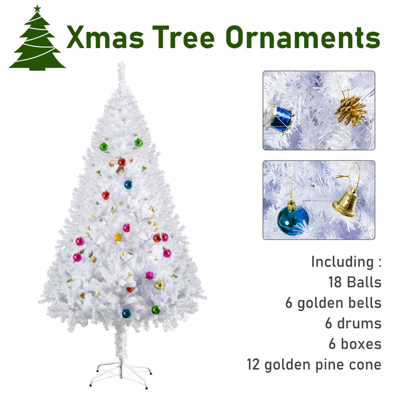 5.9ft White Artificial Christmas Tree with 48 Ornaments - Seasonal Overstock