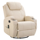 Reclining Chairs, Maxx Reclining Swivel Vibration Massage Chair - Cream - Seasonal Overstock