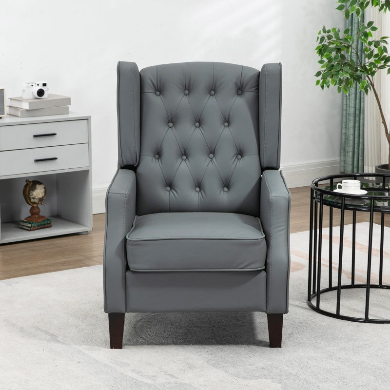 Richard Faux Leather Wing Back Button Tufted Arm Chair - Grey - Seasonal Overstock
