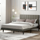 Valentina Queen Grey Upholstered Platform Bed - Seasonal Overstock