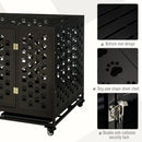 45" Paw Pattern Steel Dog Crate with Castors - Seasonal Overstock