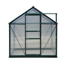 Greenhouses, 6.2' x 8.3' Walk-In Aluminum Frame Greenhouse with Polycarbonate Panels, Sliding Door - Green - Seasonal Overstock