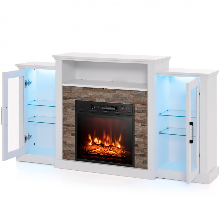 Townes Fireplace TV Stand with 16-Colour LED Backlights for TVs Up To 65-in - White