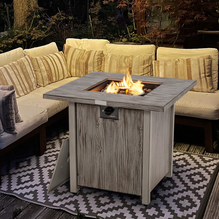 Alden 28" 40,000 BTU Fire Table with Lava Stones and Cover - Grey - Seasonal Overstock