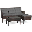 Easton 3pc Outdoor Sofa Sectional with Table - Grey - Seasonal Overstock