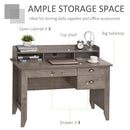 Fides Writing Desk with Storage Drawers and Hutch - Grey - Seasonal Overstock