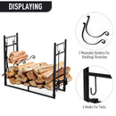 Industrial Style Log Holder Firewood Rack with 4pc Tool Set - Seasonal Overstock
