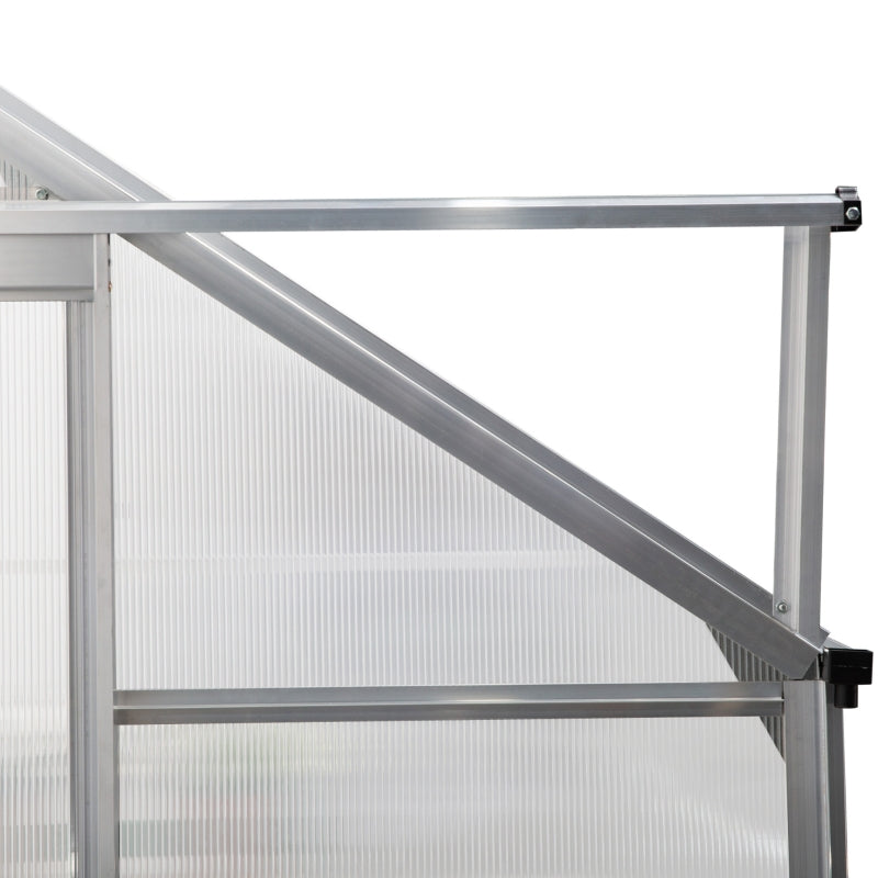 Lean-To Aluminum Frame Walk-In Greenhouse 8' x 4' x 7' - Silver