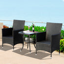 Patio Furniture, Okana 3pc Rattan Patio Chairs & Table Set - Black - Seasonal Overstock