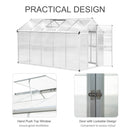 Greenhouses, 10' x 6.2' Walk-In Aluminum Frame Greenhouse with Polycarbonate Panels, Swing Door - Silver - Seasonal Overstock