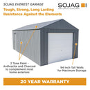 Sheds, Garages & Carports, 12' x 25' Everest Steel Storage Shed Garage Wind and Snow Rated - Charcoal - Seasonal Overstock