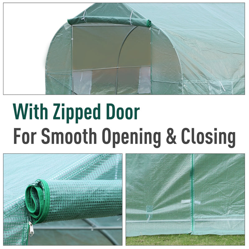 20 x 10 x 7ft Soft Cover Walk-In Greenhouse Green - Seasonal Overstock