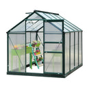 Greenhouses, 6.2' x 8.3' Walk-In Aluminum Frame Greenhouse with Polycarbonate Panels, Sliding Door - Green - Seasonal Overstock