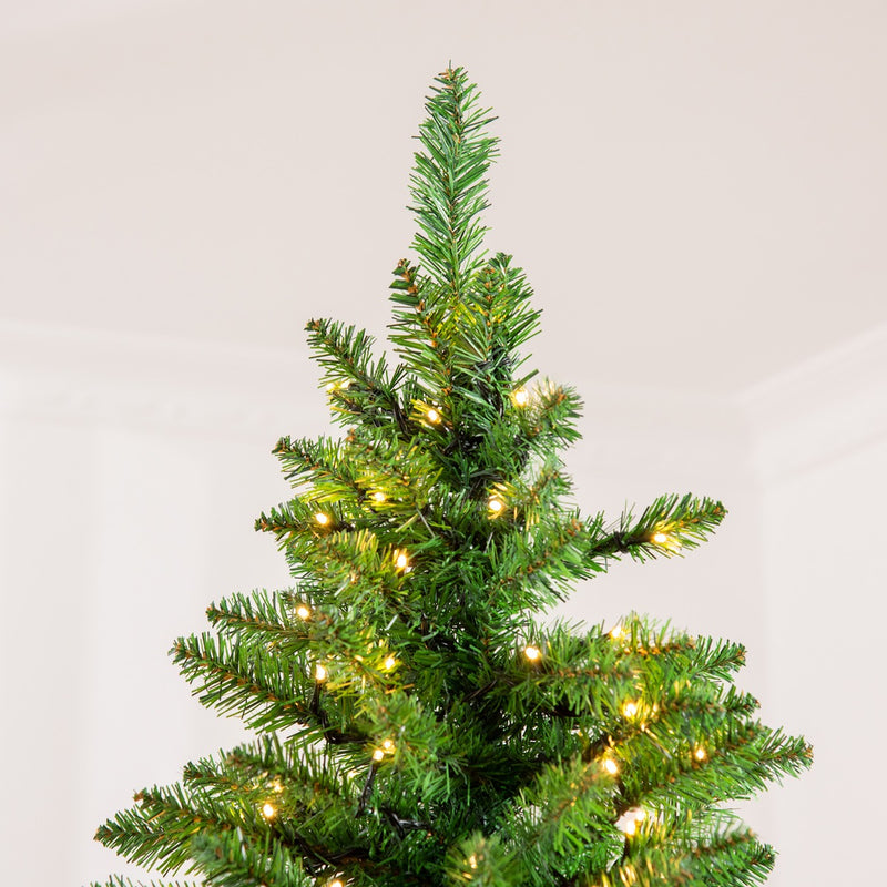 7.5ft Pre-Lit Artificial Green Christmas Tree - Seasonal Overstock