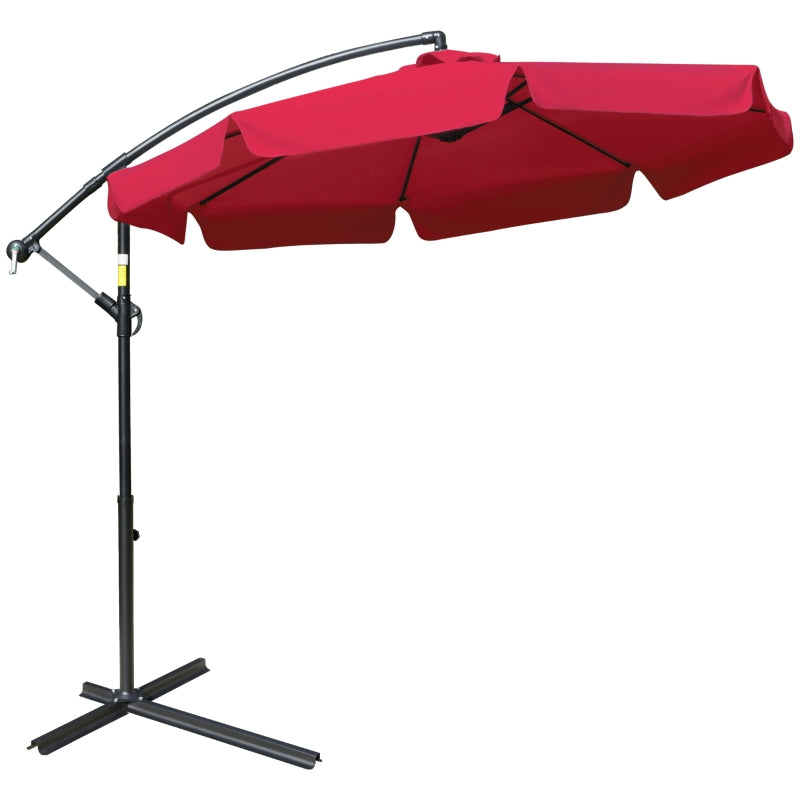 9ft Offset Cantilever Patio Umbrella with Easy Tilt Adjust - Red - Seasonal Overstock