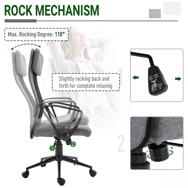 Everett High Back Grey Office Chair with Mesh Back - Seasonal Overstock