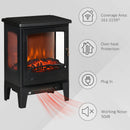 Mini Electric Fireplace with Realistic Flame - Grey Black - Seasonal Overstock