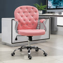 Stella Diamond Tufted Vanity Task Chair - Pink Faux Leather - Seasonal Overstock
