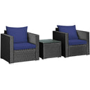 Tarin 3pc Outdoor Rattan Table and Chairs Set - Blue - Seasonal Overstock