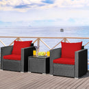 Tarin 3pc Outdoor Rattan Table and Chairs Set - Red - Seasonal Overstock