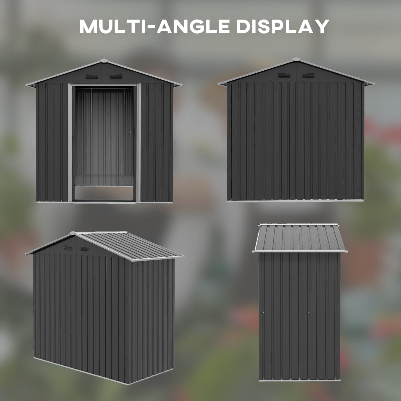 6.5' x 3.5' Steel Metal Storage Shed - Dark Grey - Seasonal Overstock