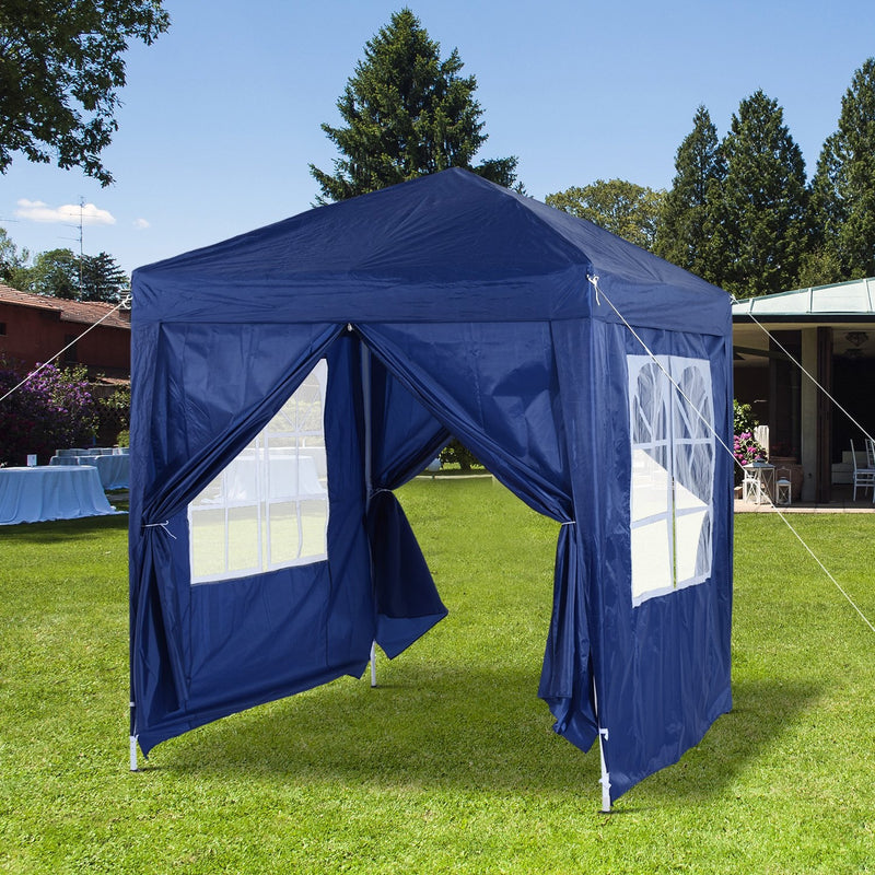6.6' x 6.6' Pop-Up Canopy Tent Blue - Seasonal Overstock