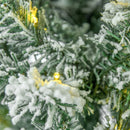 Christmas Trees, 9ft Pre Lit Flocked Slim Christmas Tree with Warm White LED Lights - Seasonal Overstock