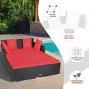 Halton Outdoor Rattan Lounging Patio Sofa - Red - Seasonal Overstock