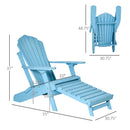 Layton Blue Folding Adirondack Chair with Retractable Lounger - Seasonal Overstock