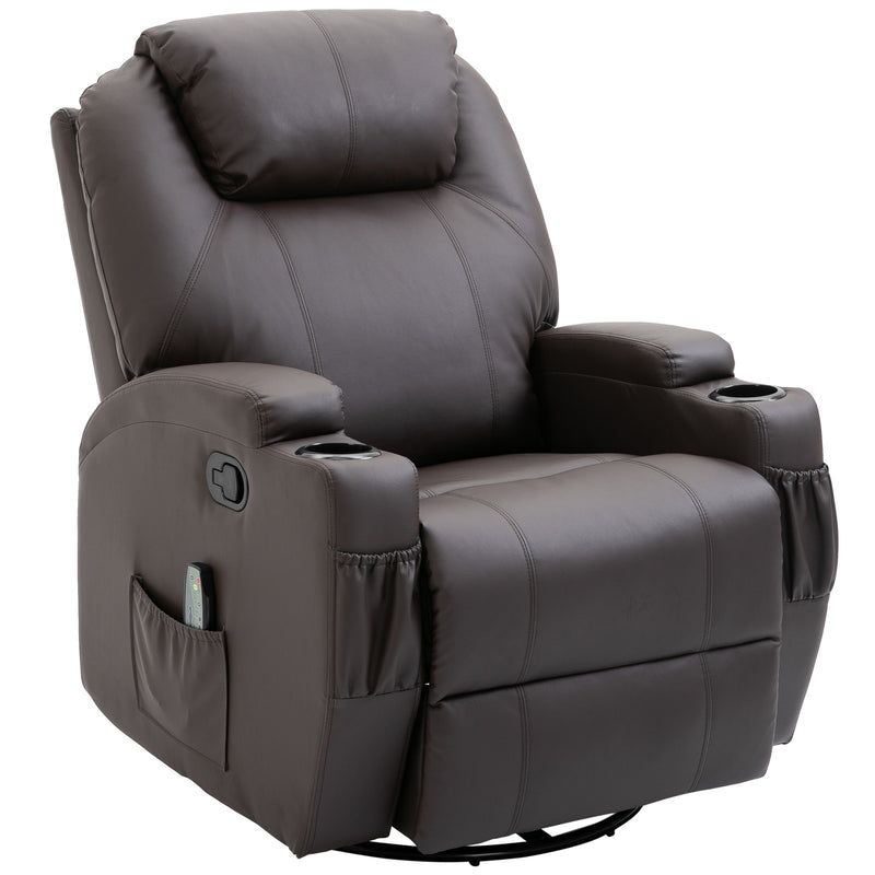 Maxx Reclining Swivel Vibration Massage Chair - Brown - Seasonal Overstock