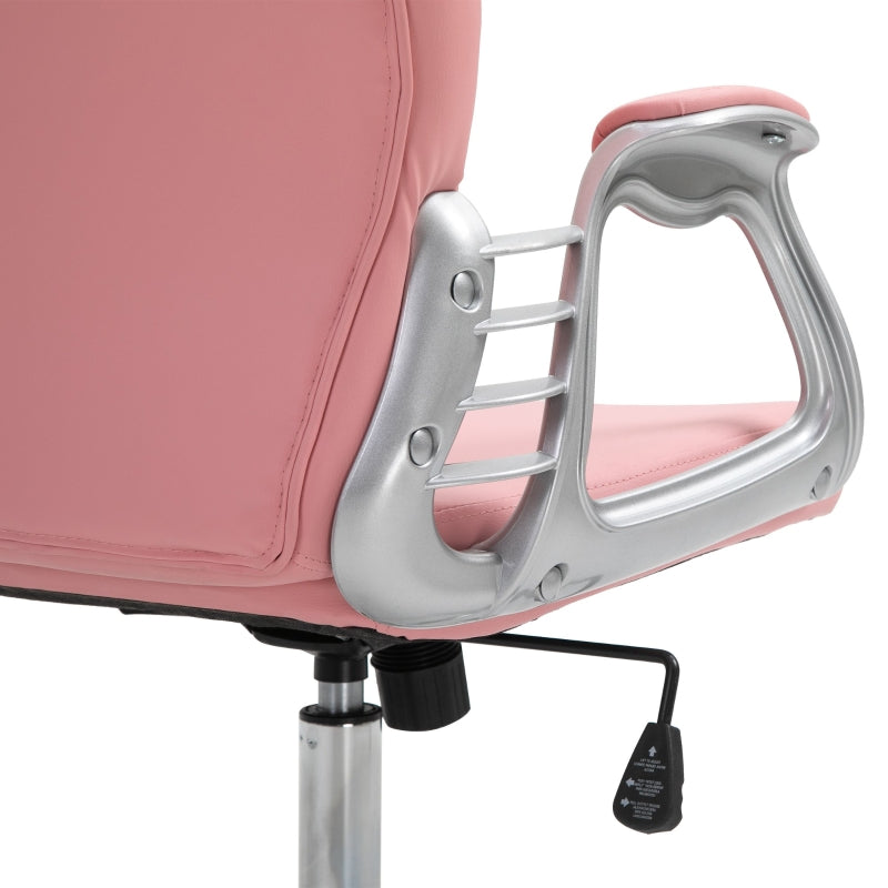 Stella Diamond Tufted Vanity Task Chair - Pink Faux Leather - Seasonal Overstock