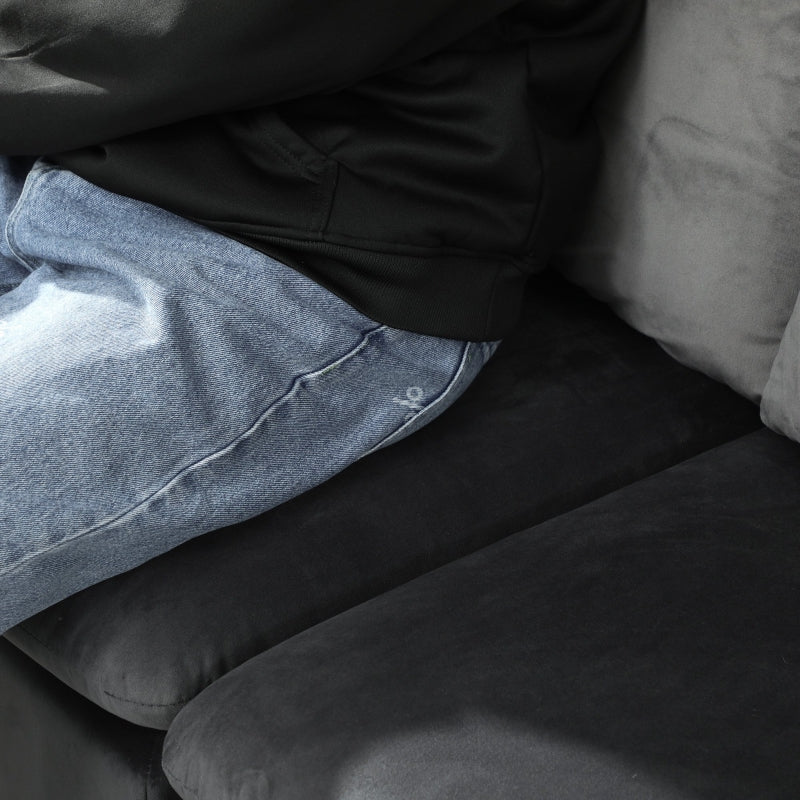 Veta 83" Grey Velvet Reversible Sectional Sofa with Chaise - Seasonal Overstock