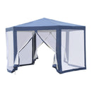 13ft Hexagonal Portable Party Gazebo with Mesh Walls - Blue - Seasonal Overstock