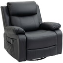 Recliner Chair, Amaris Manual Swivel Recliner Chair with Vibration Massage - Black - Seasonal Overstock