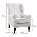 Chairs, Harland Button Tufted Wing Back Armchair - Cream White - Seasonal Overstock