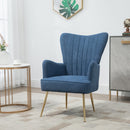 Laura Velvet Blue Wing Back Accent Chair - Seasonal Overstock