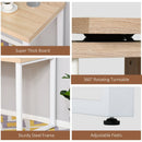 Libra Multi-Configuration Corner Desk with Shelves in Oak and White - Seasonal Overstock