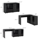 Simon Convertible L-Shaped Desk with Cabinet and Storage - Black - Seasonal Overstock