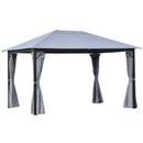 Thetis 13' x 10' Light Grey Gazebo with Mesh Curtains - Seasonal Overstock