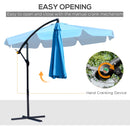Patio Umbrella, 9ft Offset Cantilever Patio Umbrella with Easy Tilt Adjust - Blue - Seasonal Overstock