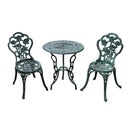 Adora 3pc Cast Iron Outdoor Bistro Set in Antique Green - Seasonal Overstock