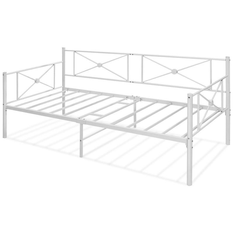 Alexis Twin Size Metal Day Bed - White - Seasonal Overstock