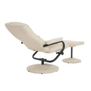 Reclining Chairs, Kenton Faux Leather Chair and Ottoman - Cream - Seasonal Overstock