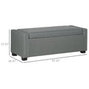 Benches, Osman 47" Nailhead Light Grey Upholstered Storage Bench - Seasonal Overstock