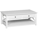 Coffee Tables, Penn Farmhouse Style Coffee Table with Drawers - White - Seasonal Overstock